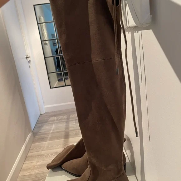 Brown Suede Over-the-Knee Boots - Picture 6 of 9